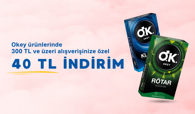 Okey Ürünlerinde 300 TL Alışverişinize Özel 40 TL İndirim