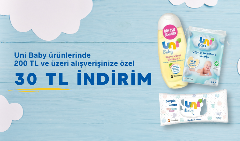 Uni Baby Ürünlerinde 200 TL ve Üzeri Alışverişinize Özel 30 TL İndirim
