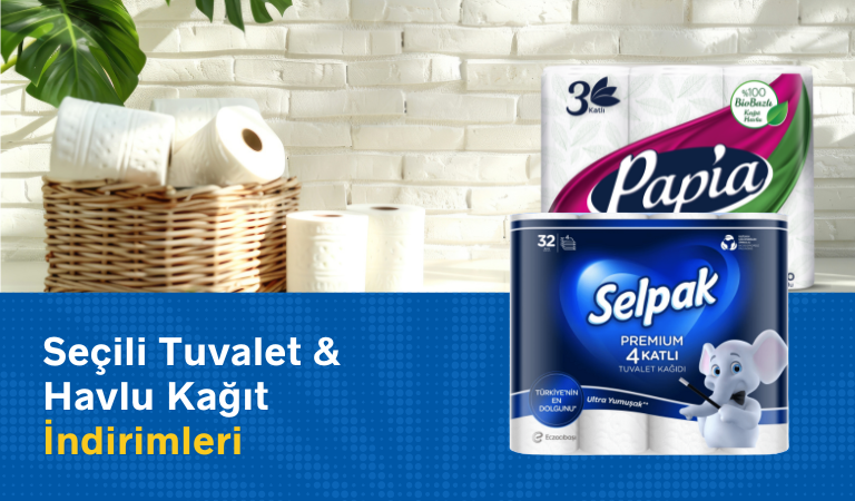  Havlu ve Tuvalet Kağıtlarında Fırsat İndirim