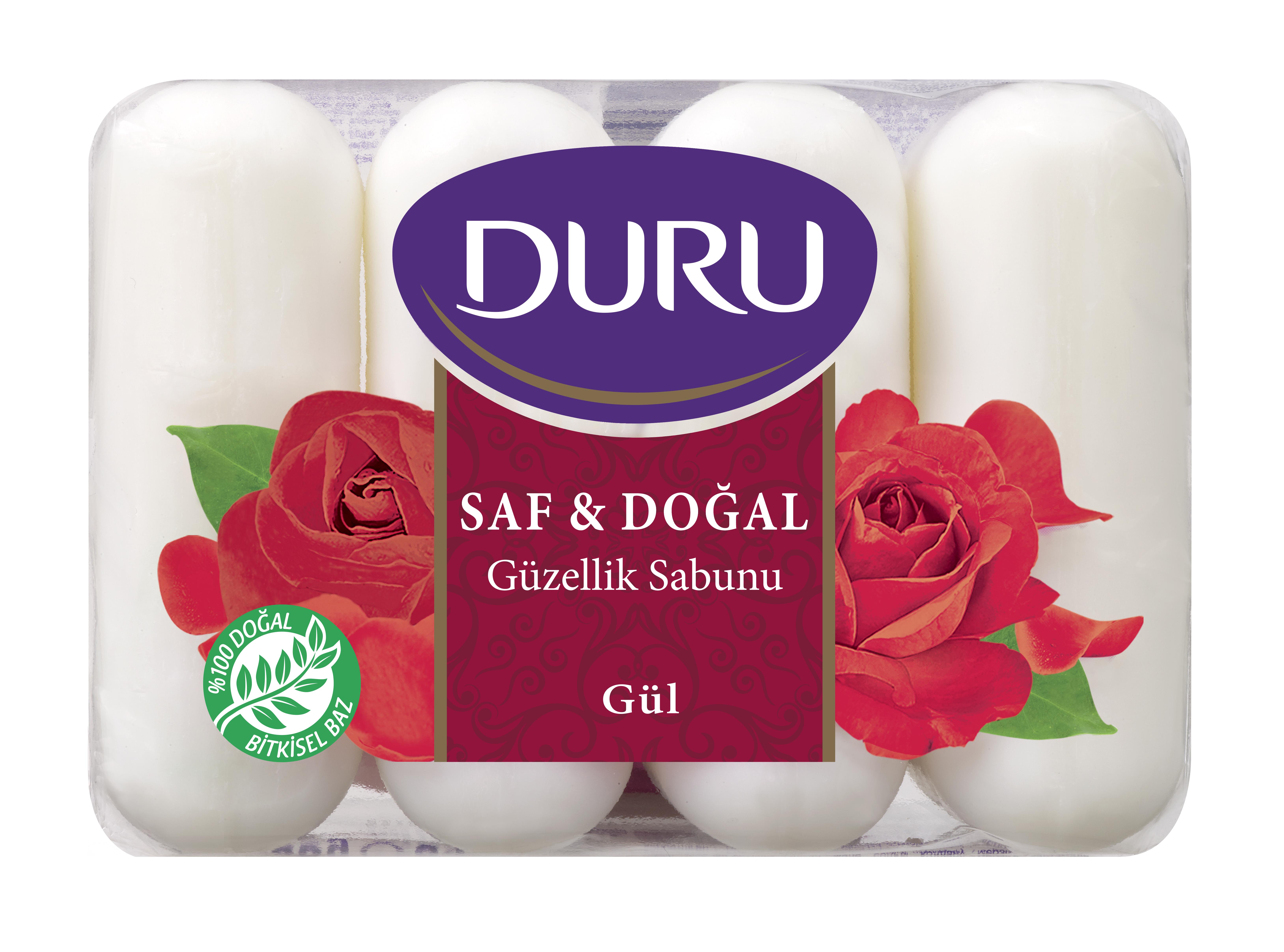 Duru Saf ve Doğal Gül Kokulu Güzellik Sabunu 4*70 Gr