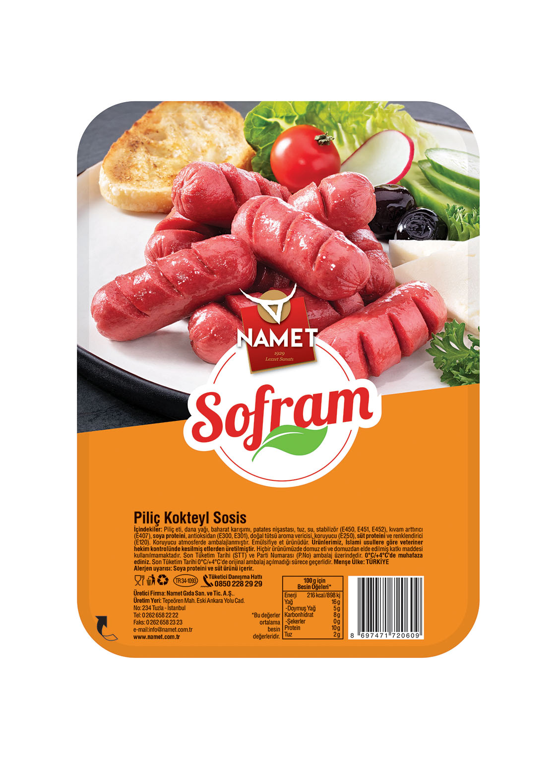 Namet Sofram Piliç Kokteyl Sosis 250 Gr