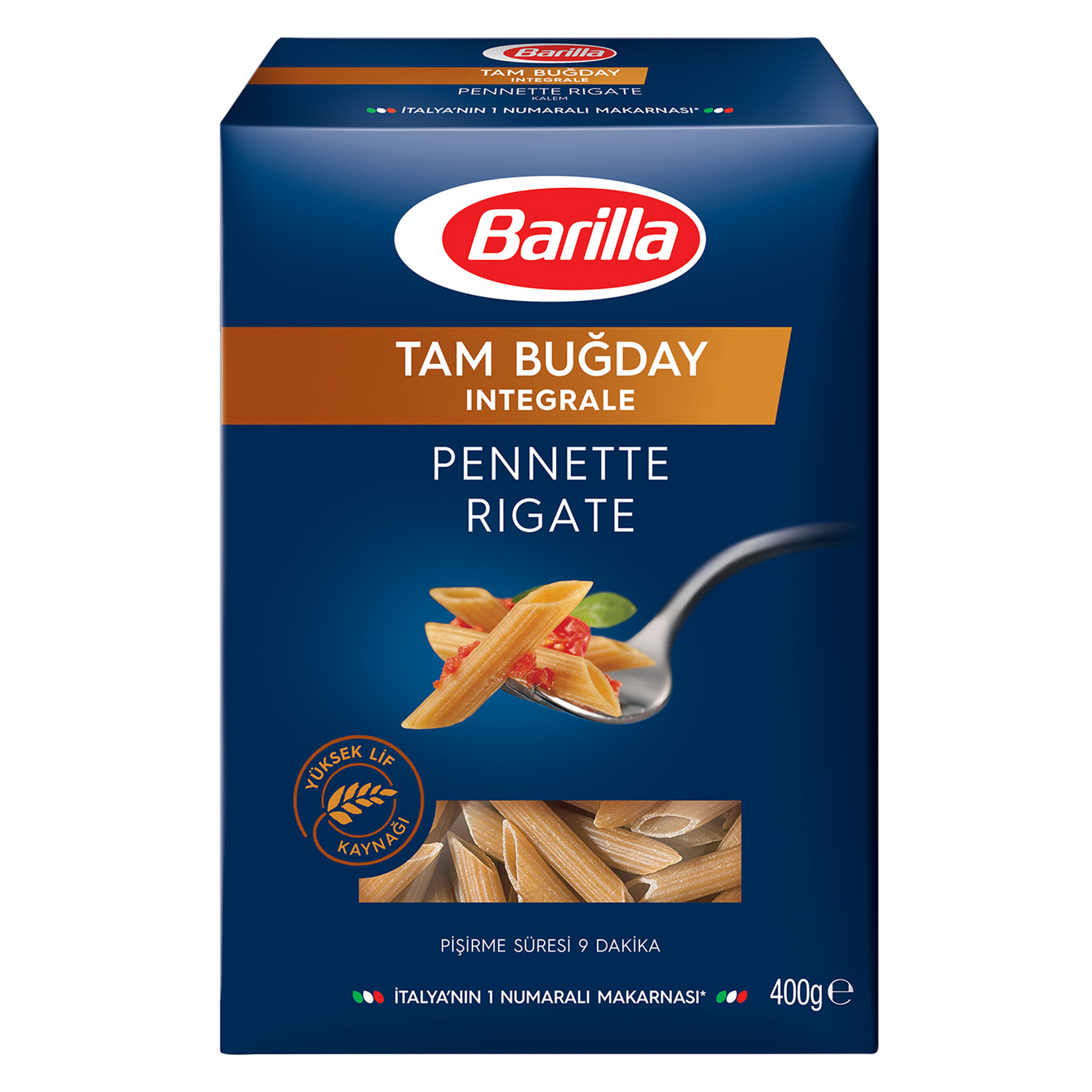 Barilla Tam Buğday Pennette Rigate(Kalem) Makarna 400 Gr
