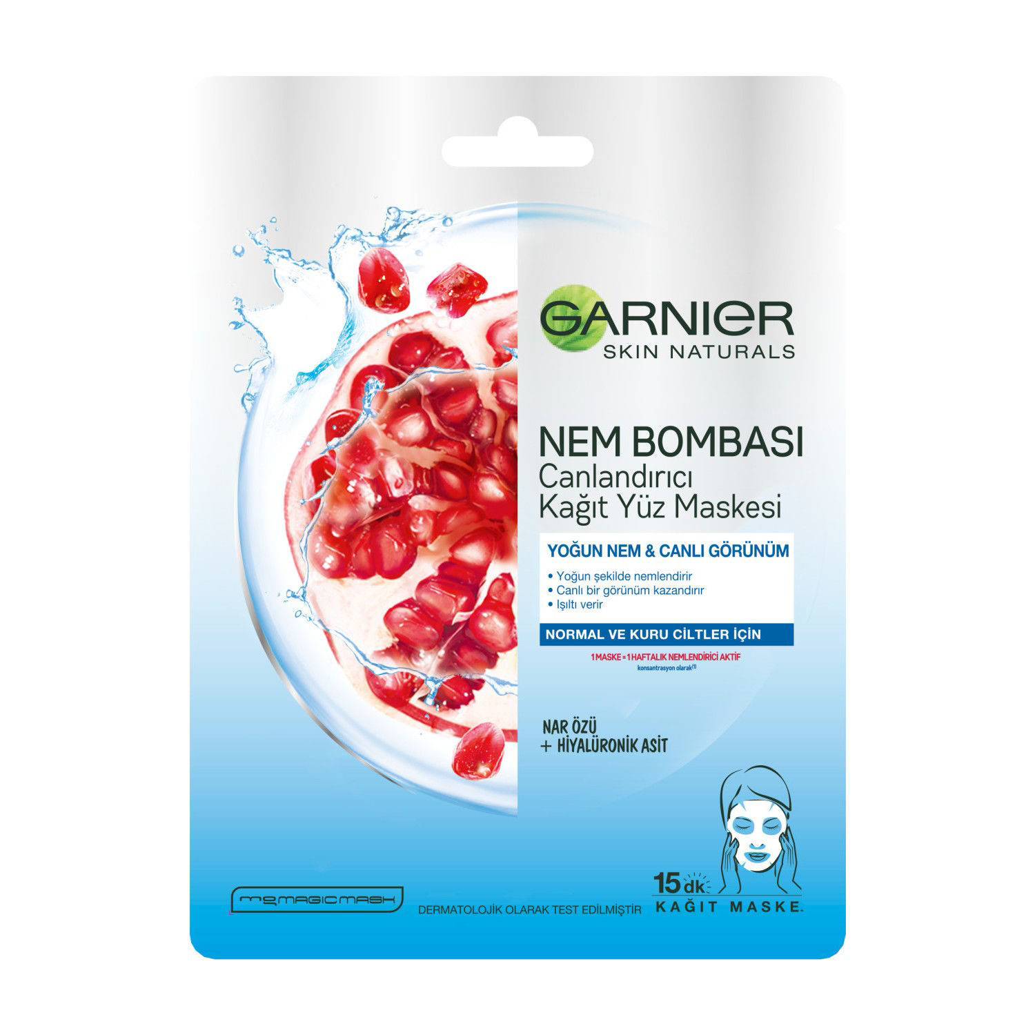 Garnier Nem Bombası Normal ve Kuru Ciltler İçin Canlandırıcı Kağıt Maske 32 Gr