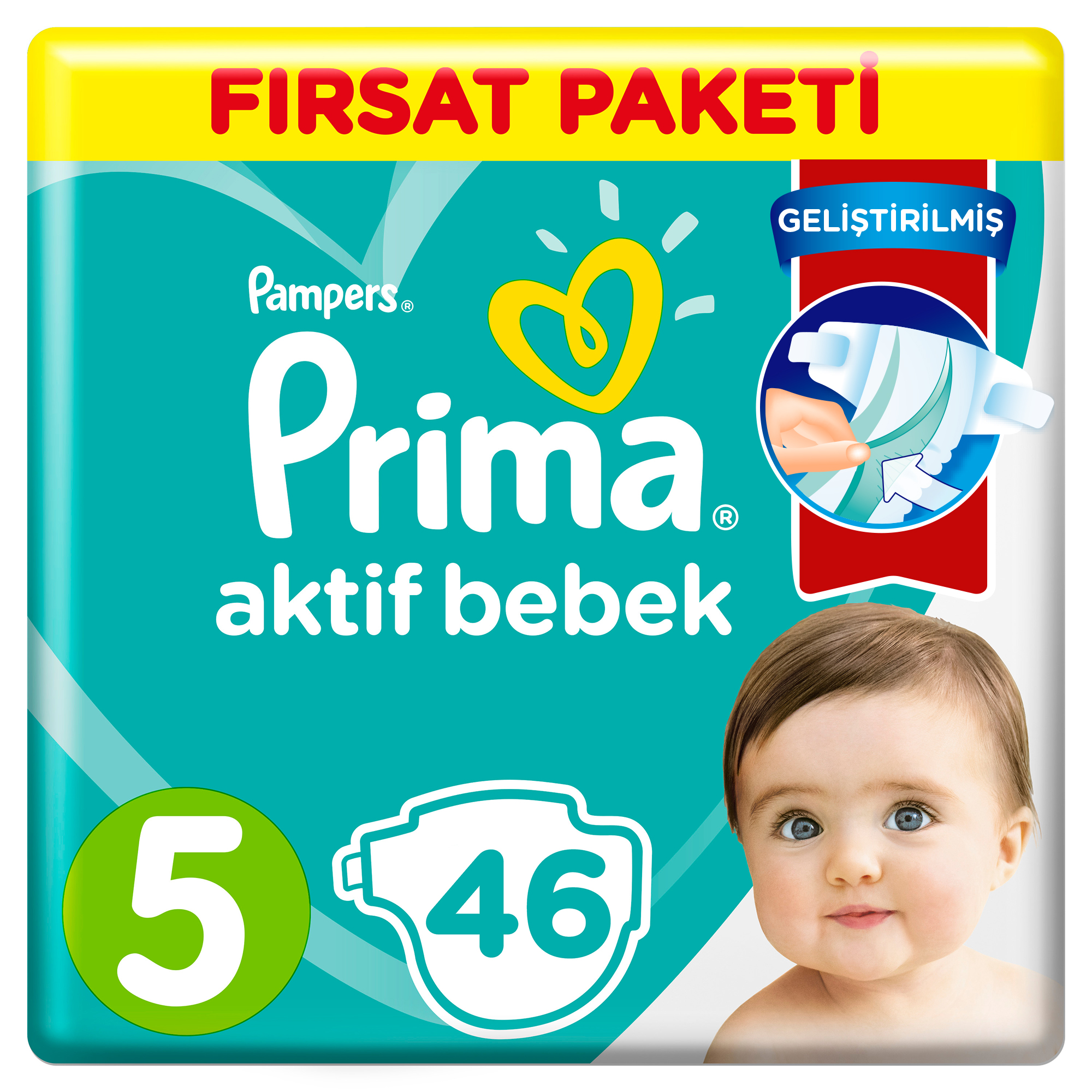 Prima Aktif Bebek Fırsat Paketi Junior Bebek Bezi Beden: 5 46'lı