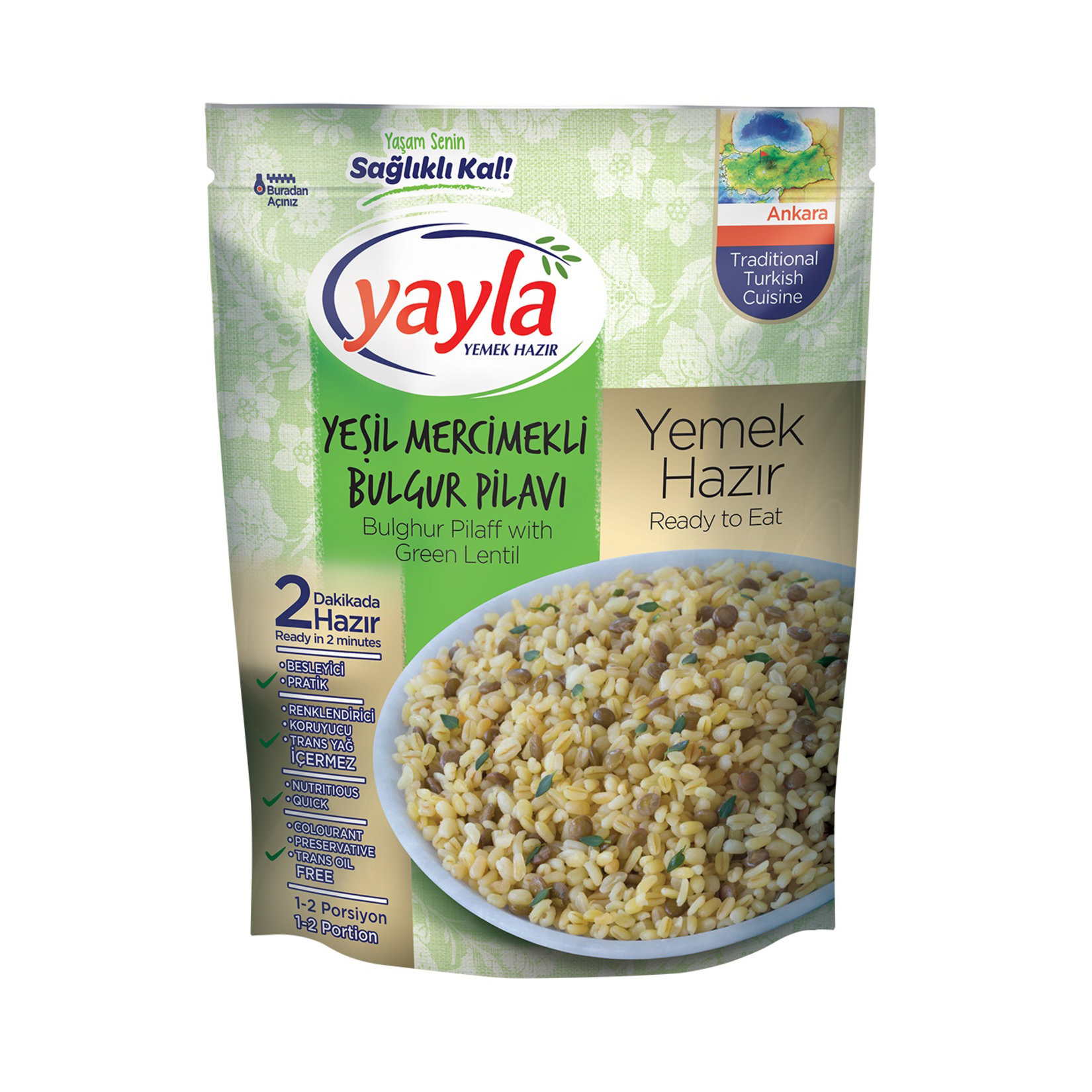 Yayla Yeşil Mercimekli Bulgur Pilavı 250 Gr