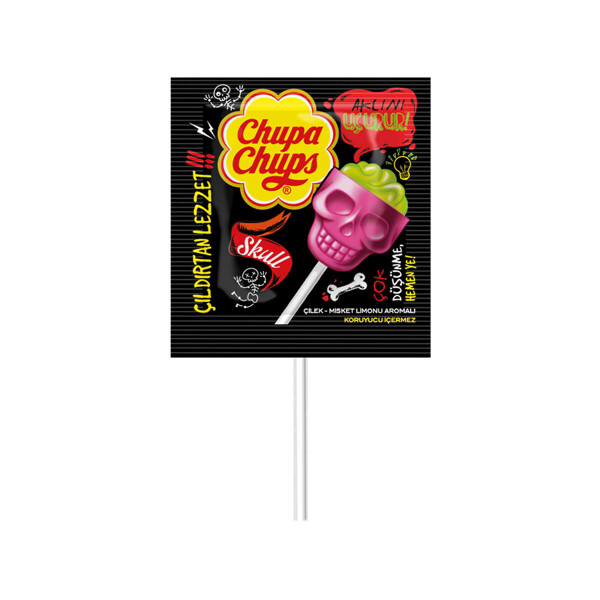 Chupa Chups Skull Çilekli&Misket Limonlu Lolipop 15 Gr