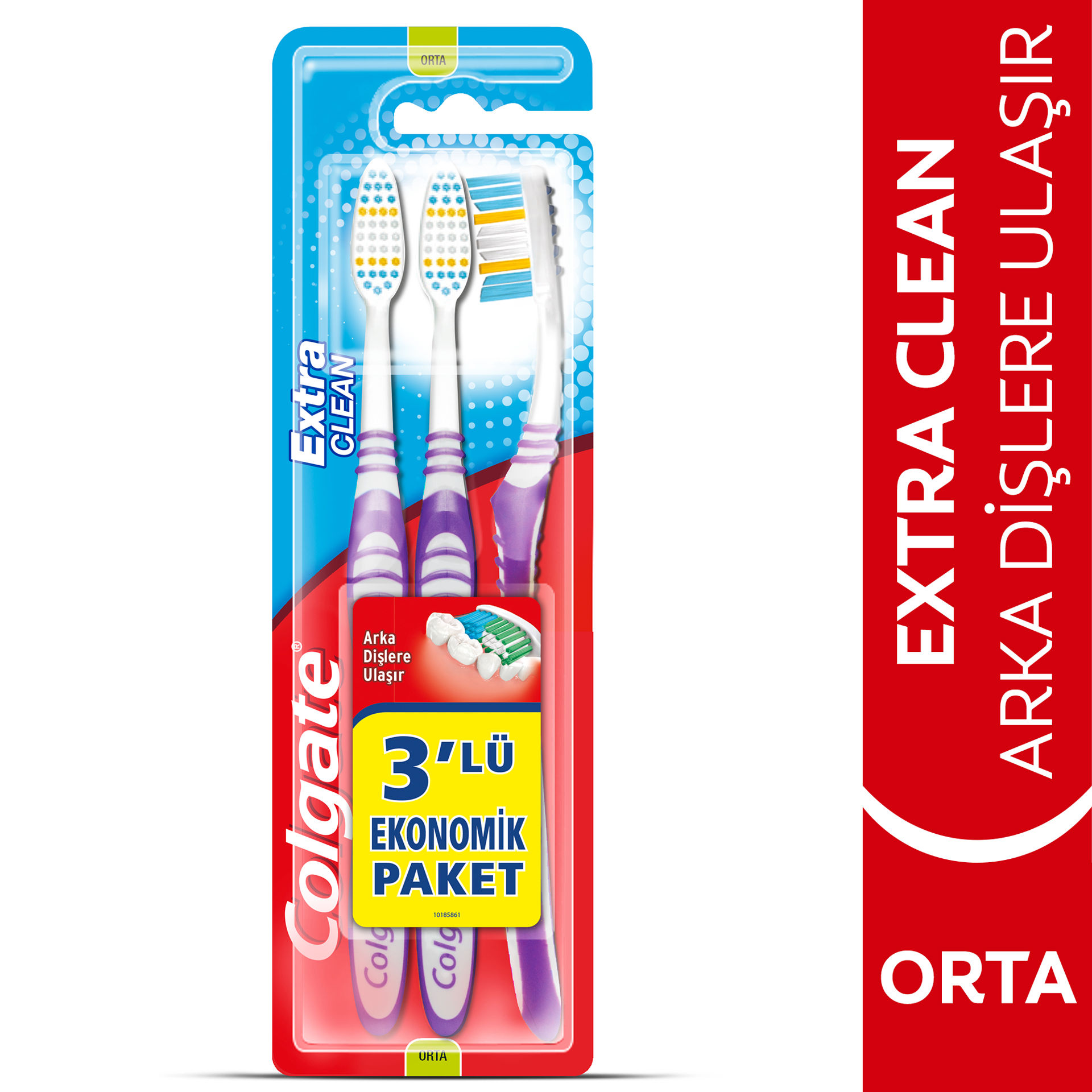 Colgate Extra Clean Dil Temizleyicili Orta Sertlikte Diş Fırçası 2+1