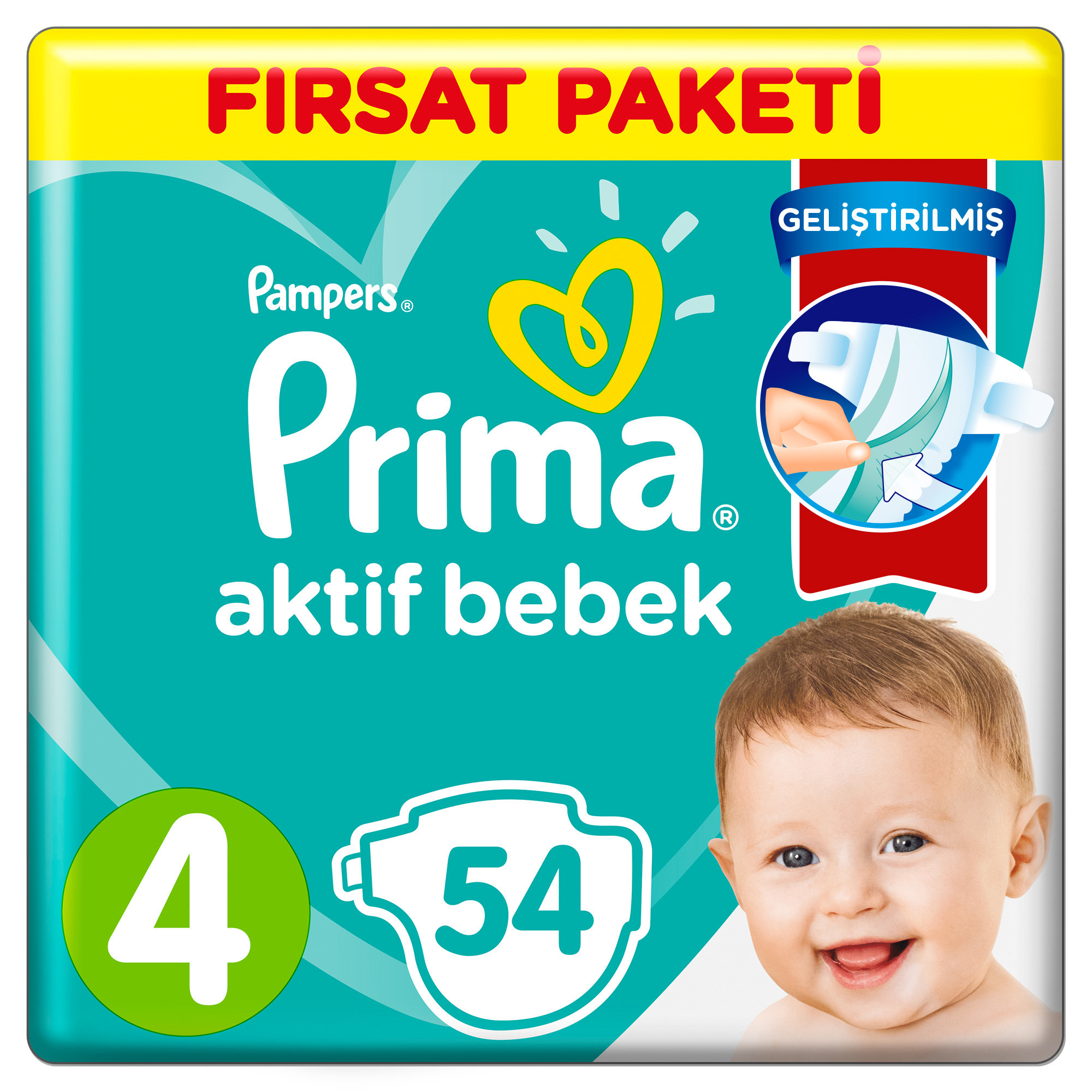 Prima Pampers Aktif Bebek Fırsat Paketi Bebek Bezi Beden:4 54'lü