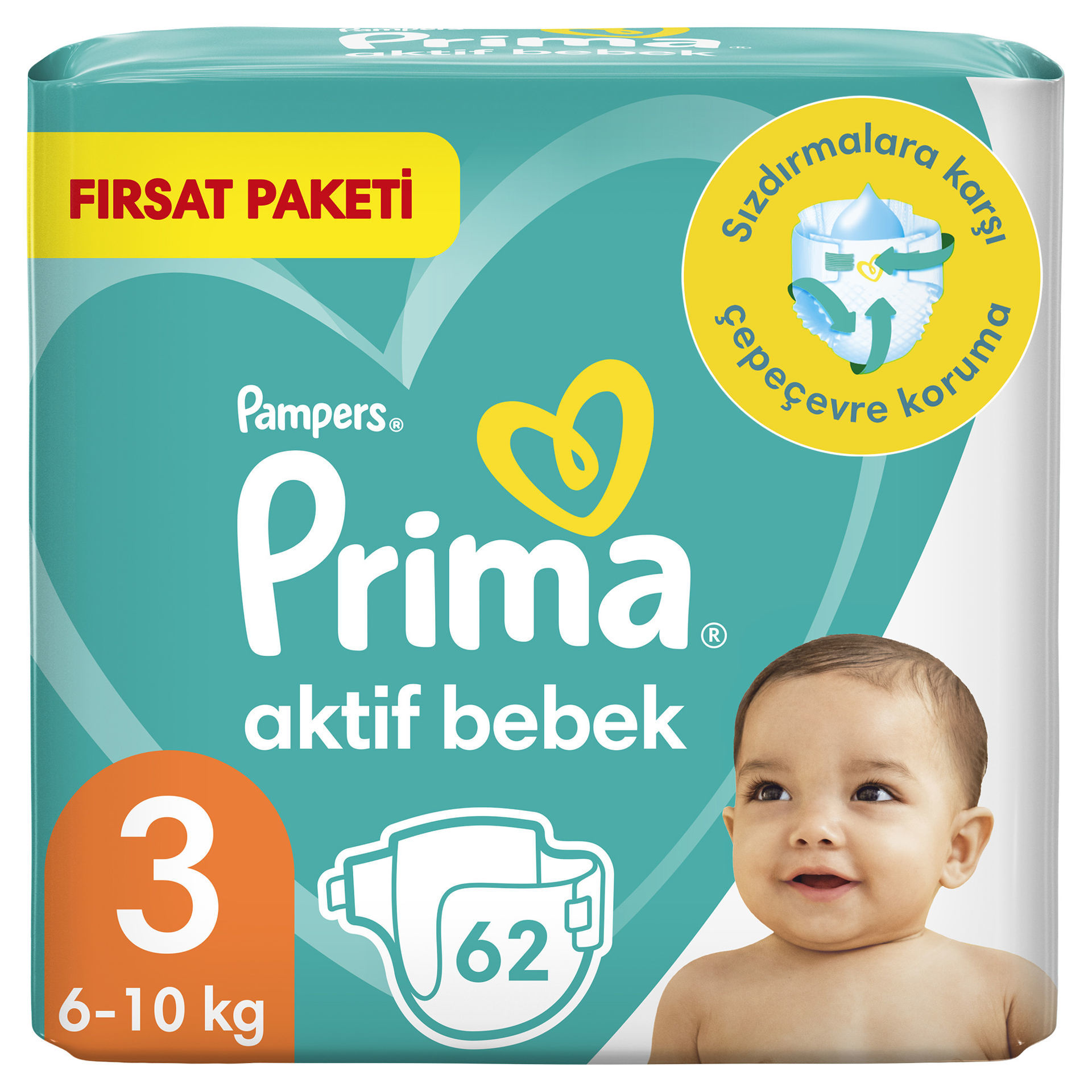 Prima Pampers Aktif Bebek Fırsat Paketi Bebek Bezi Beden:3 62'li