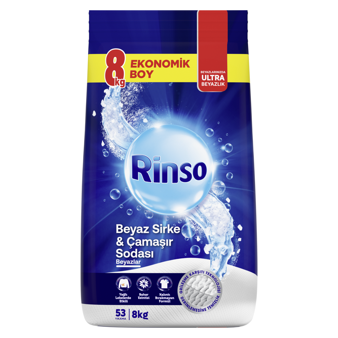 Rinso Beyaz Sirke&Soda Toz Çamaşır Deterjanı 8 Kg