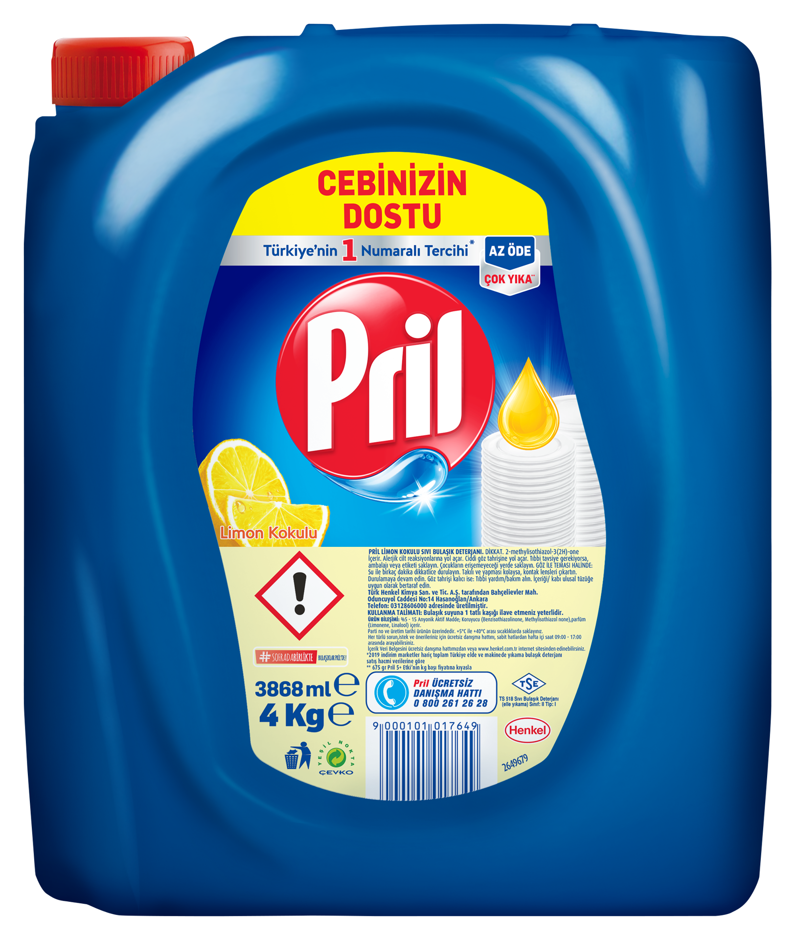 Pril Limon Kokulu Sıvı Bulaşık Deterjanı 4 Kg