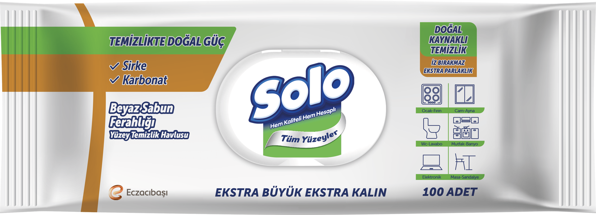 Solo Beyaz Sabun Yüzey Temizlik Havlusu 100'lü