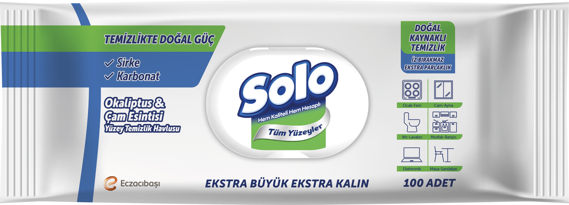Solo Okaliptus&Çam Esintisi Yüzey Temizlik Havlusu 100'lü