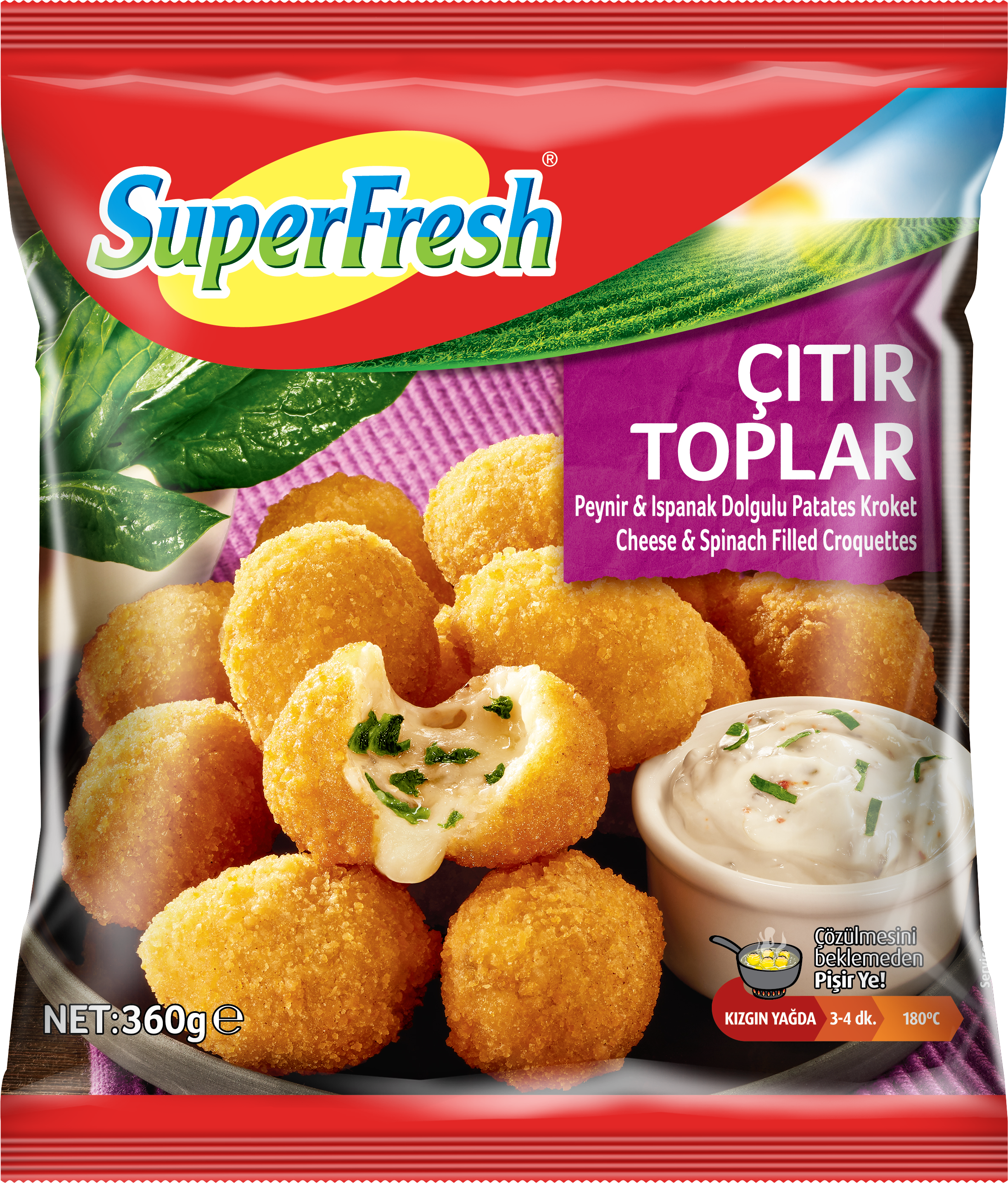 Superfresh Ispanak&Peynir Dolgulu Patates Kroket 360 Gr