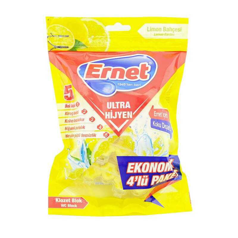 Ernet Ultra Hijyen Limon Bahçesi Klozet Bloğu Poşet 4'Lü