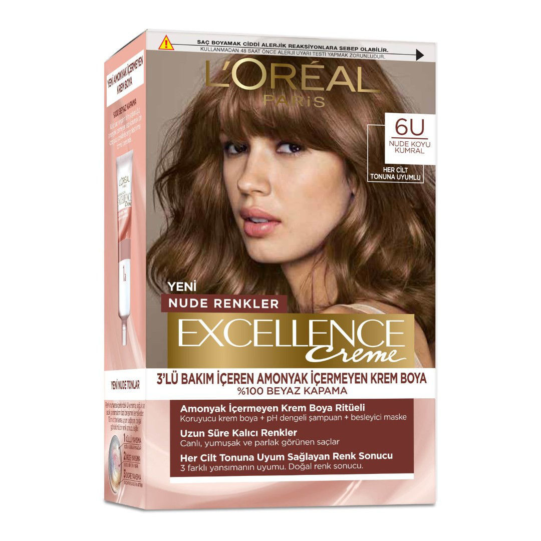 L'Oréal Paris Excellence Creme Nude Renkler Saç Boyası  6 Nude Koyu Kumral