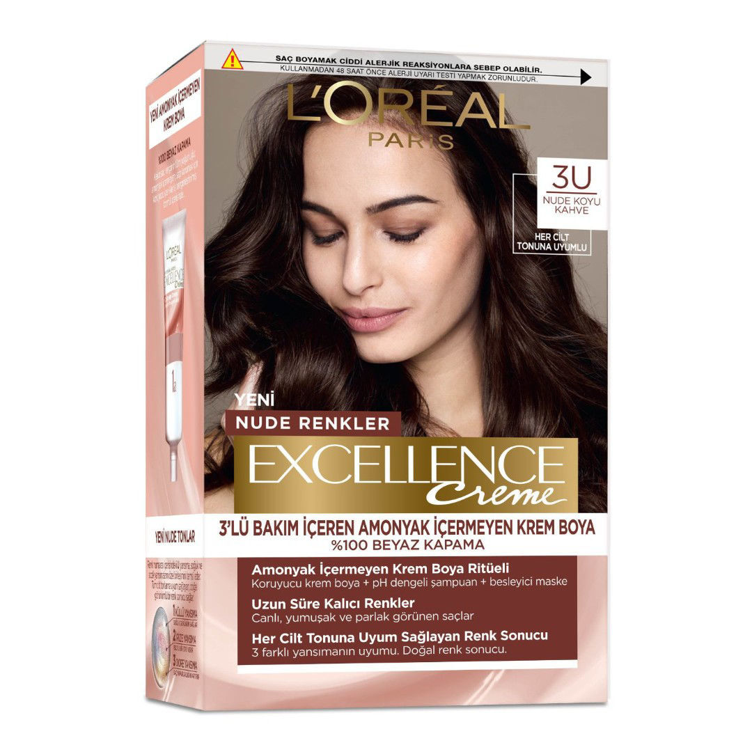 L'Oreal Paris Excellence Creme Nude Renkler Saç Boyası 3 Nude Koyu Kahve