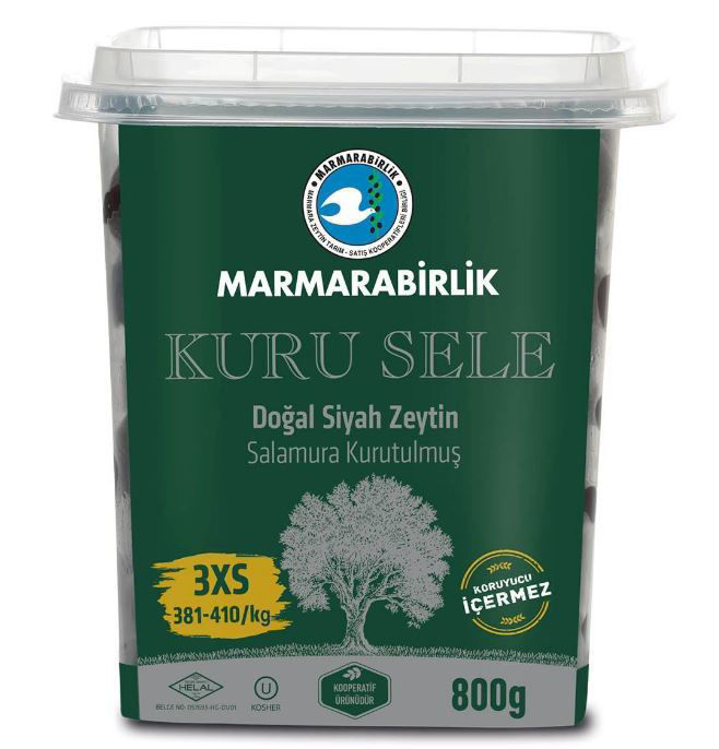 Marmara Birlik Kuru Sele Doğal Siyah Zeytin 800 Gr