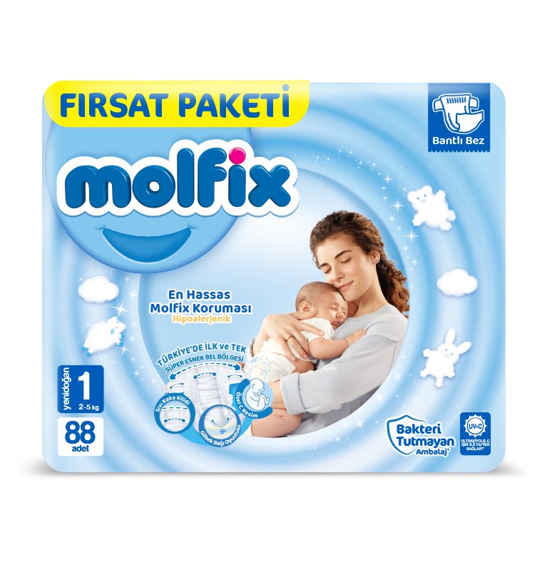 Molfix Bebek Bezi 1 Beden Yenidoğan Fırsat Paketi 88 Adet