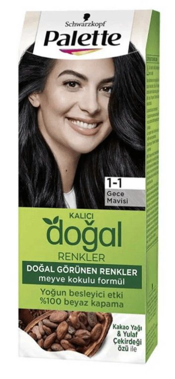Palette Kalıcı Doğal Renkler 1-1 Gece Mavisi Saç Boyası