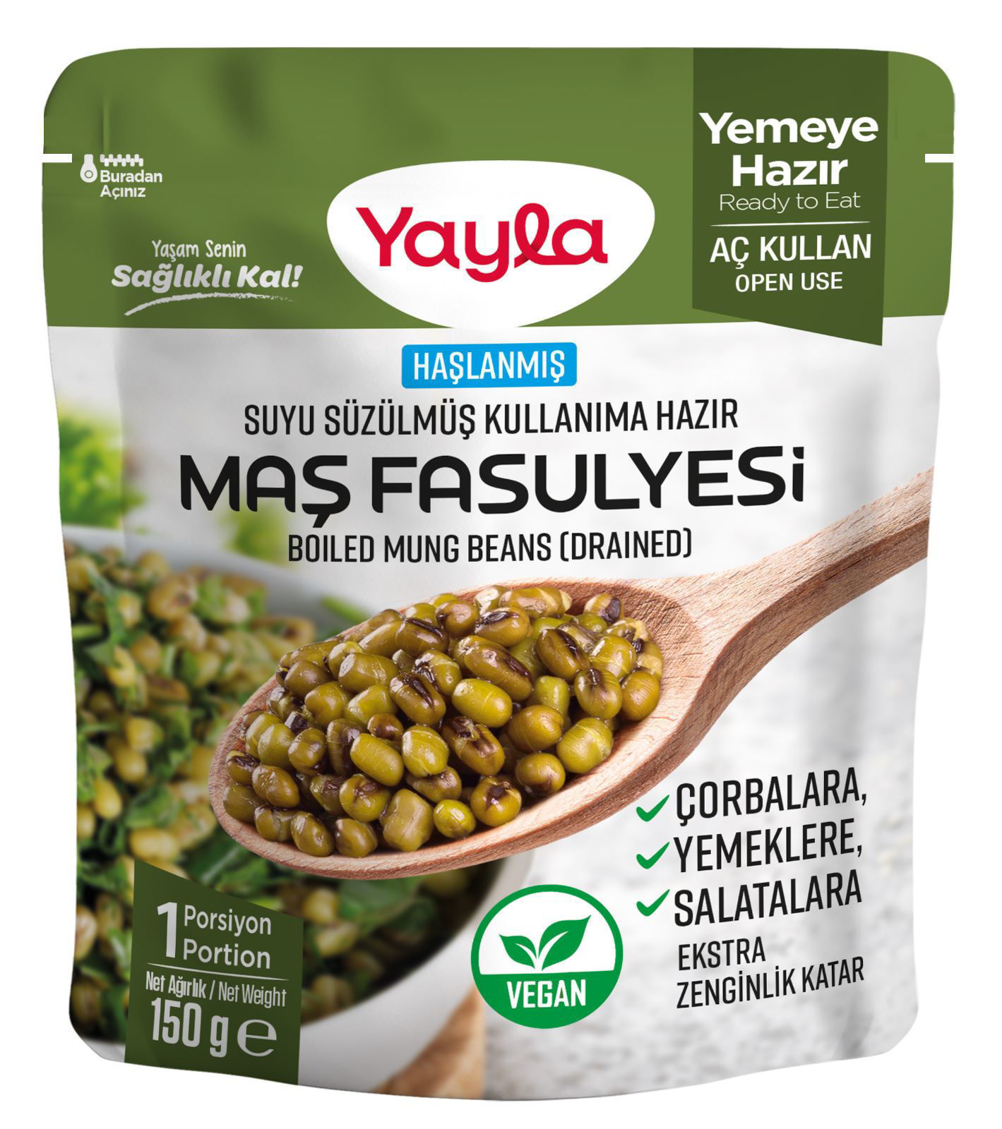 Yayla Haşlanmış Susuz Maş Fasülye 150 Gr