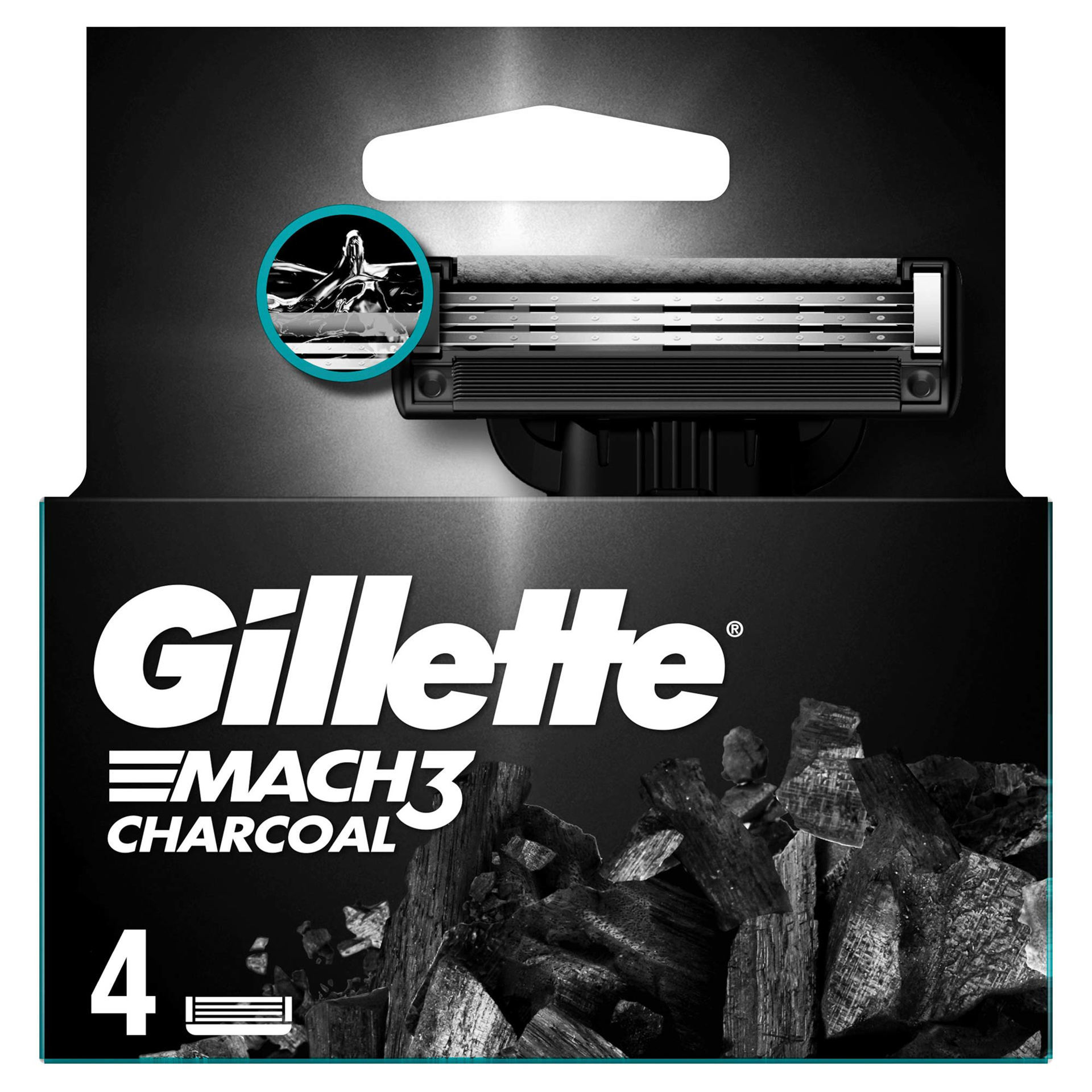 Gillette Mach 3 Charcoal 4'Lü
