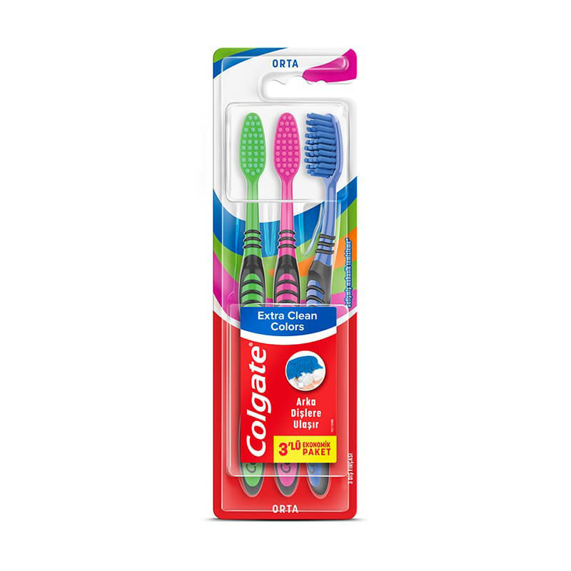 Colgate Extra Clean Colors Orta Diş Fırçası 2+1