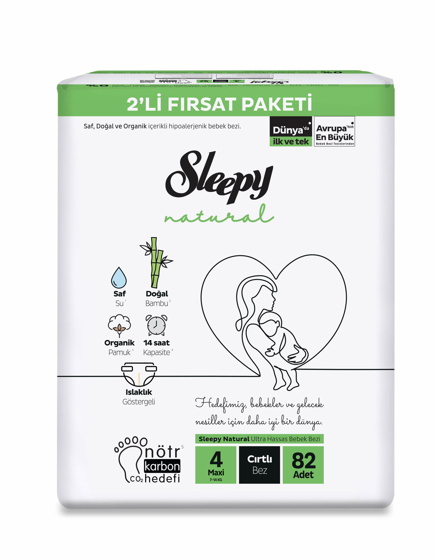 Sleepy Natural 2'li Fırsat Maxi (4) 82 Adet 7-14 Kg