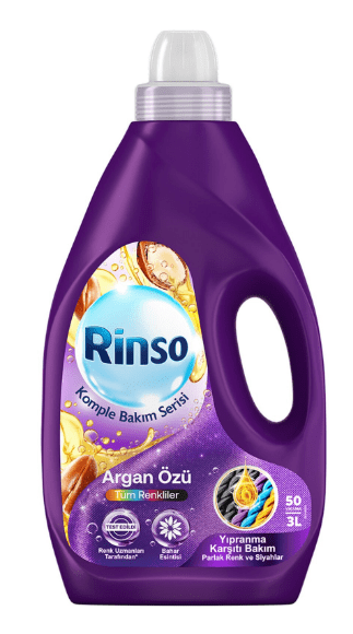 Rinso Komple Bakım Serisi Argan Özü Tüm Renkliler İçin Sıvı Çamaşır Deterjanı 3 L