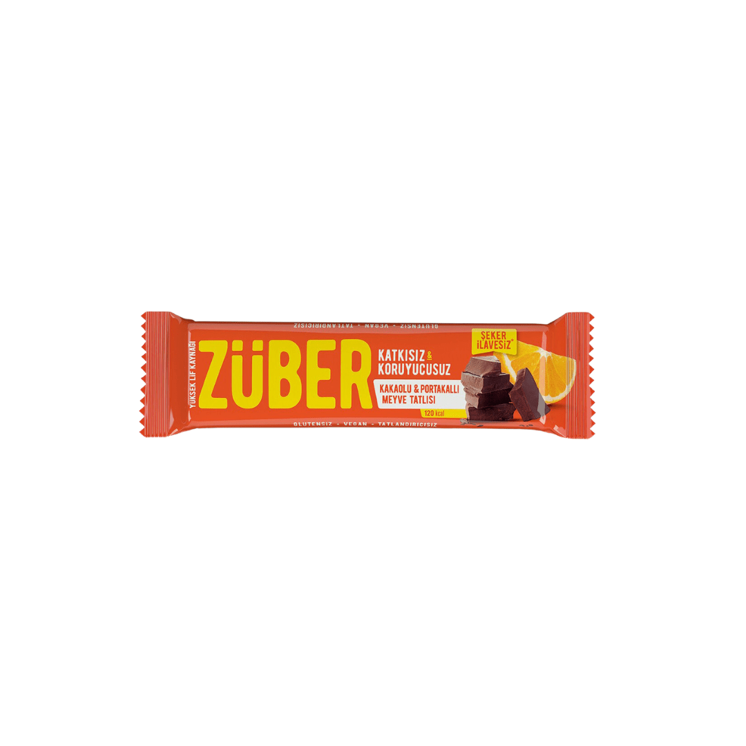 ZÜBER Kakaolu ve Portakallı Meyve Bar 40g