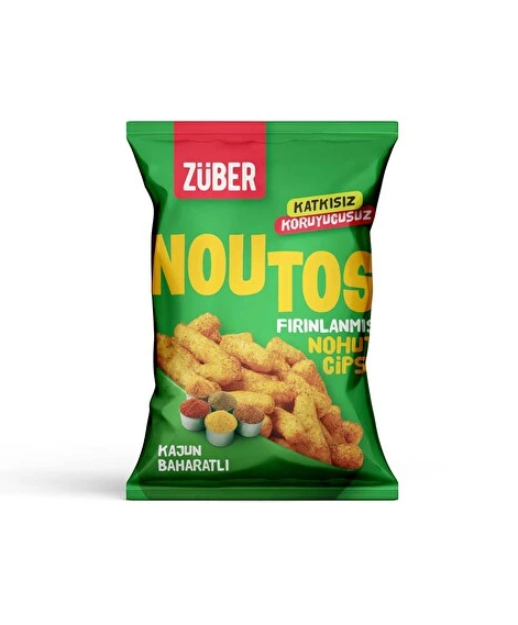 ZÜBER Noutos Fırınlanmış Nohut Cipsi Kajun Baharatlı 55g