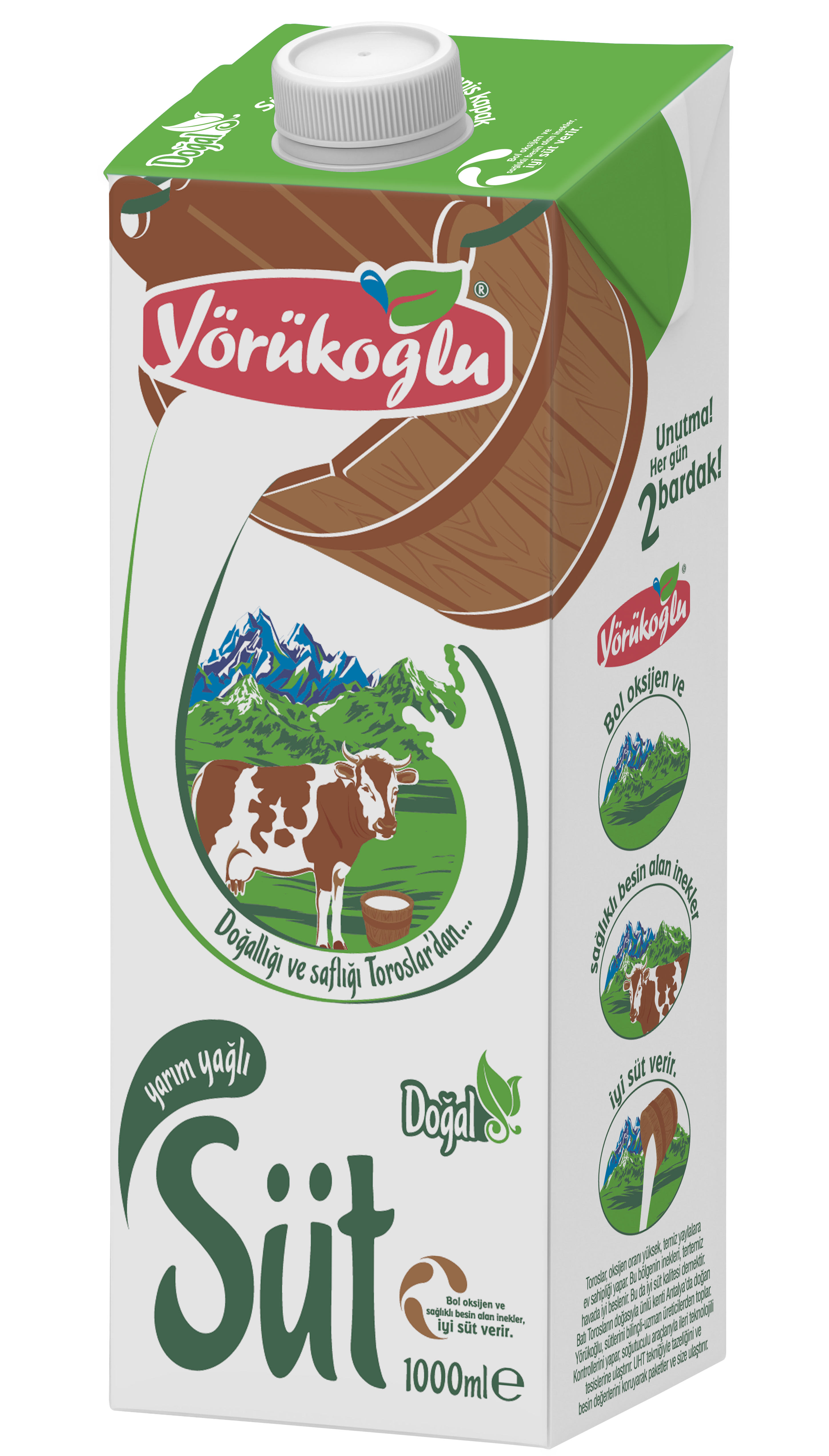 Yörükoğlu Yarım Yağlı Süt 1 Lt