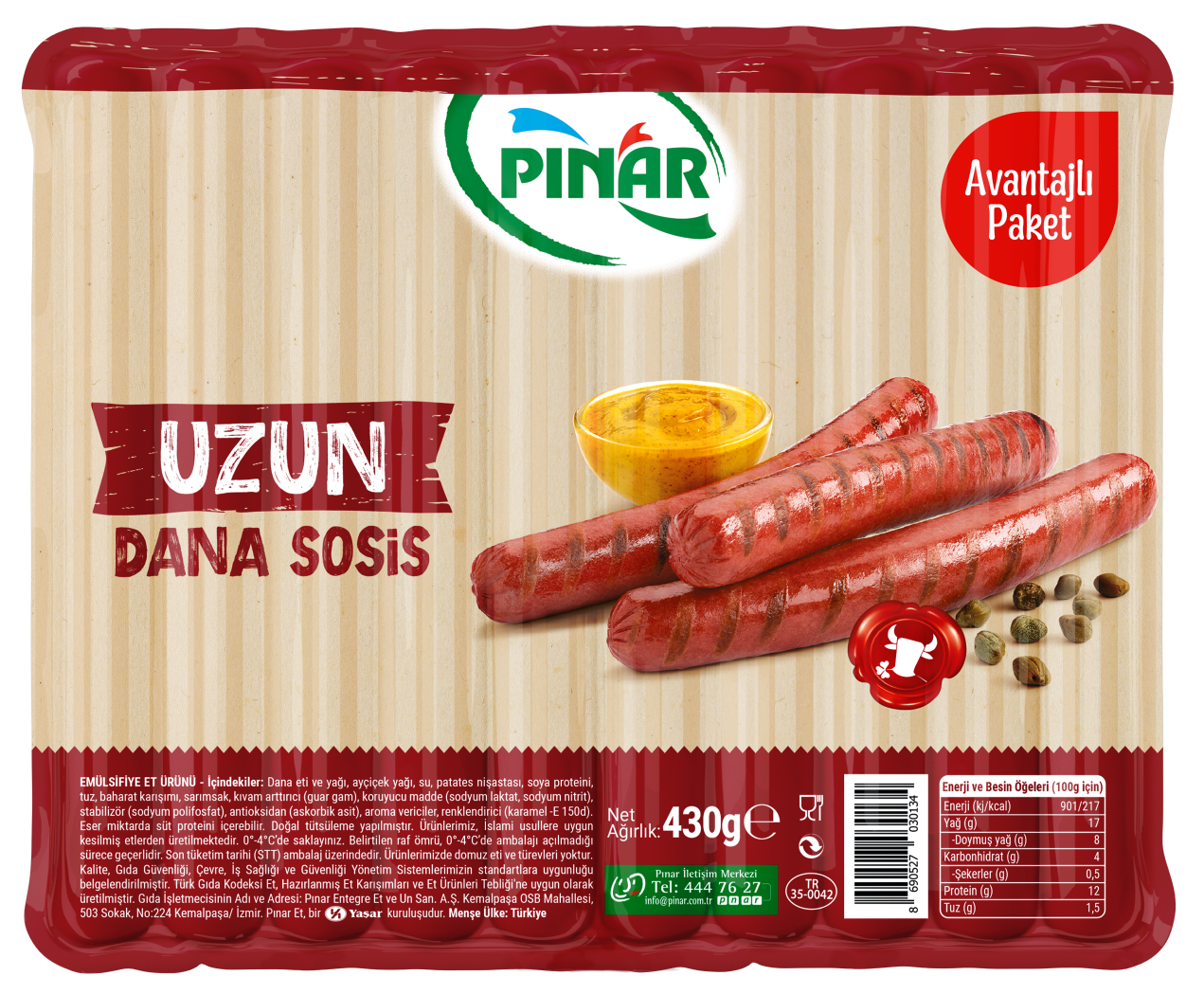 Pınar Dana Sosis 430 Gr