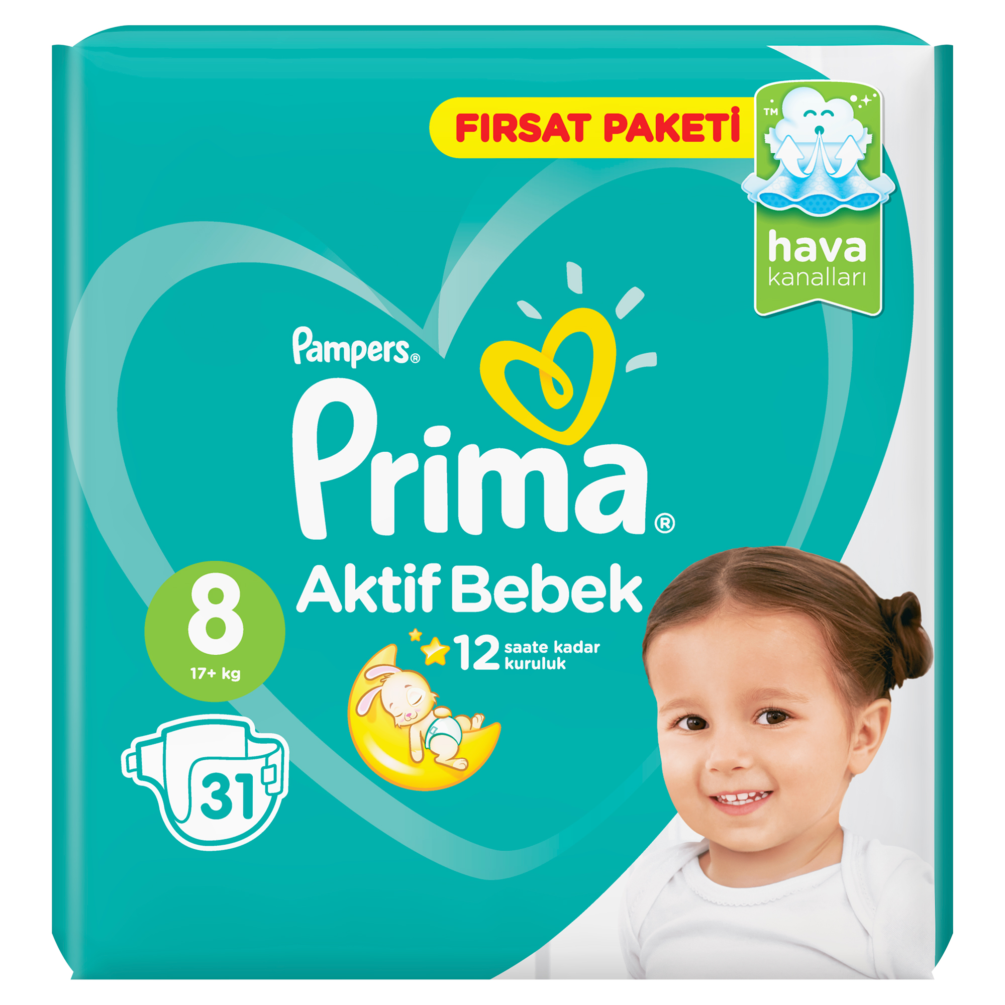 Prima Aktif Bebek Fırsat Paketi Bebek Bezi Beden:8
