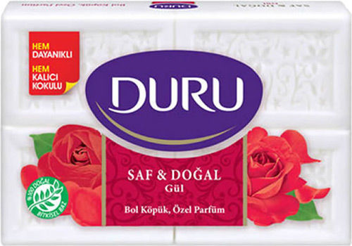 Duru Saf ve Doğal Gül Kokulu Banyo Sabunu 4*150 Gr