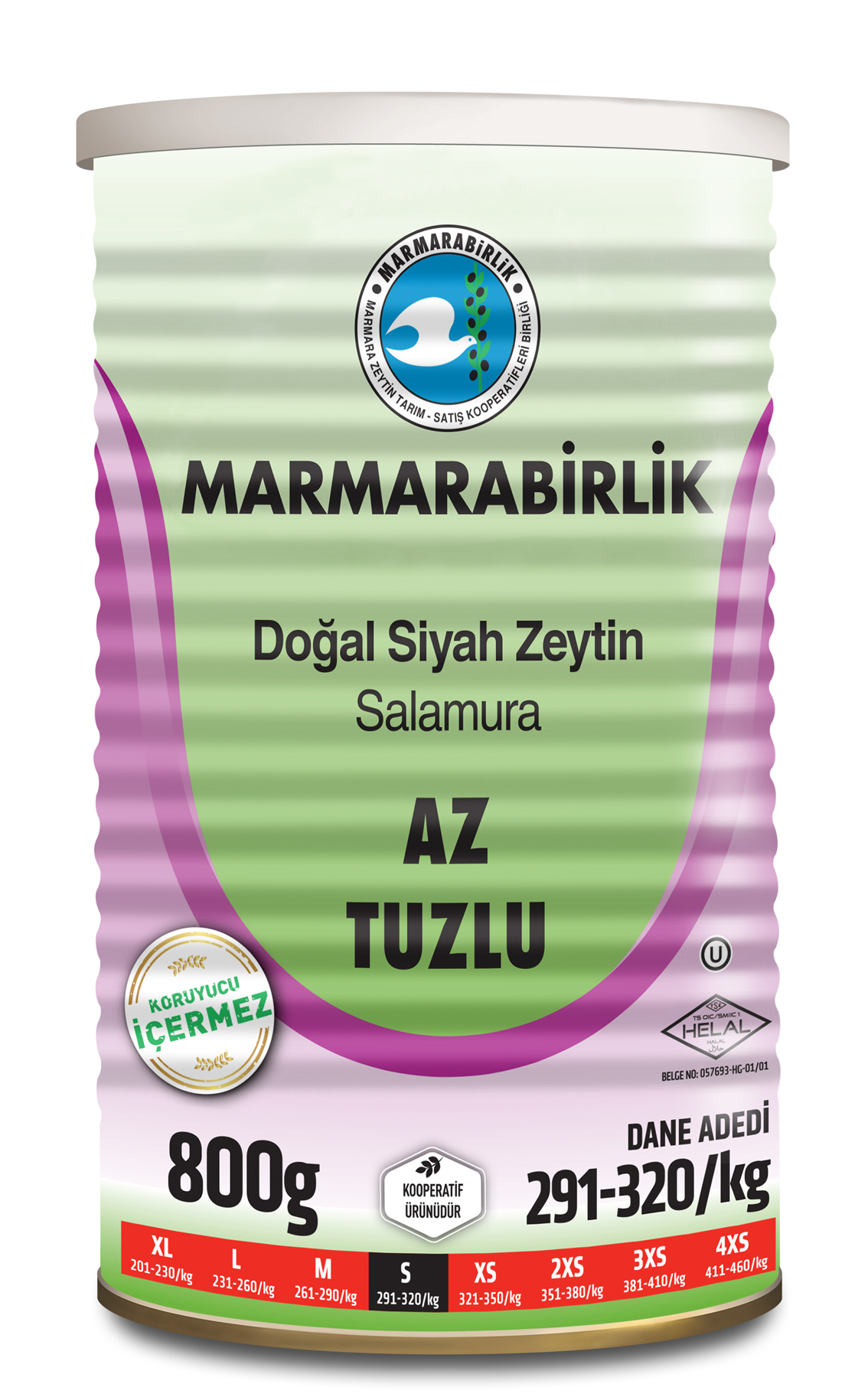 Marmara Birlik Az Tuzlu Siyah Zeytin 800 Gr