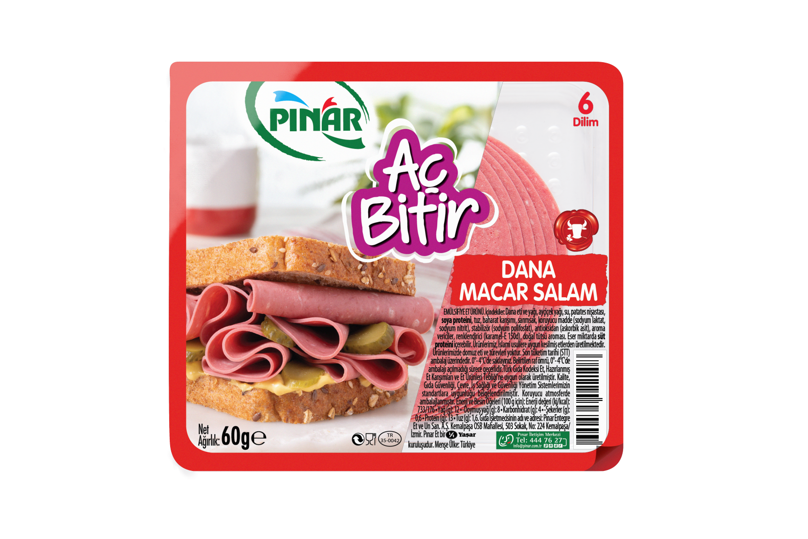 Pınar Aç Bitir Dana Macar Salam 60 Gr