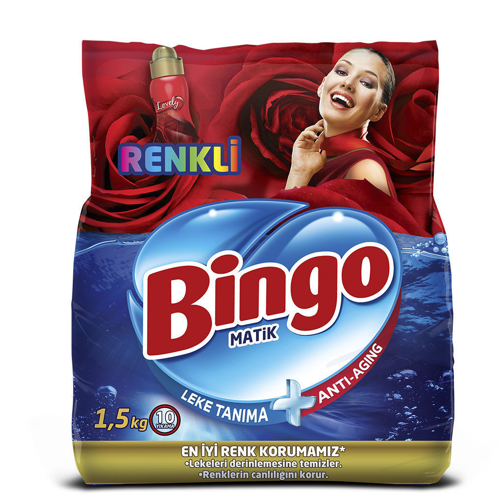 Bingo Matik Renkliler için Toz Çamaşır Deterjanı 1,5 Kg