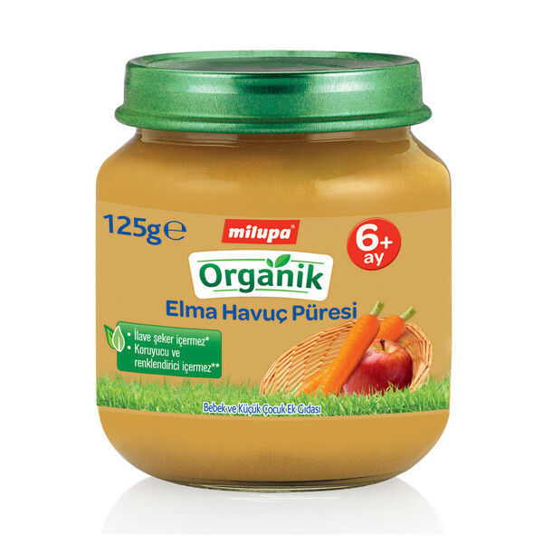 Milupa Organik Elma Havuç Püresi 125 Gr
