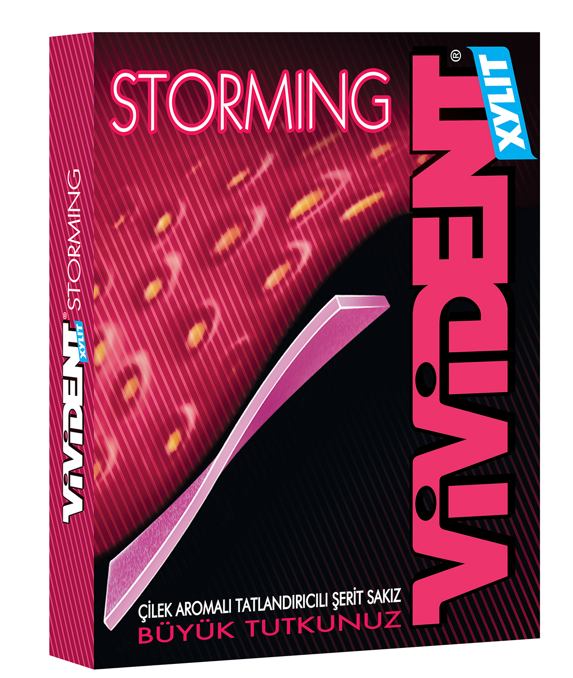 Vivident Storming Çilek Aromalı Şekersiz Sakız 12'li 33 Gr