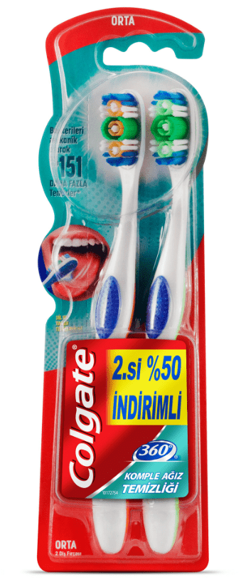 Colgate 360 Optik Beyaz Orta Sertlikte Diş Fırçası 1+1
