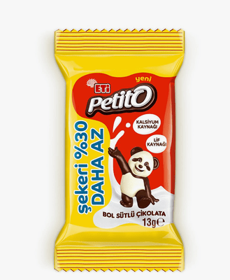 Eti Petito %30 Şekeri Azaltılmış Bol Sütlü Çikolata 13 Gr