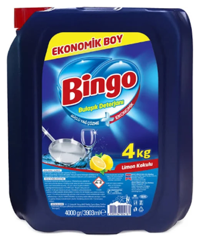 Bingo Limon Kokulu Sıvı Bulaşık Deterjanı 4 Kg