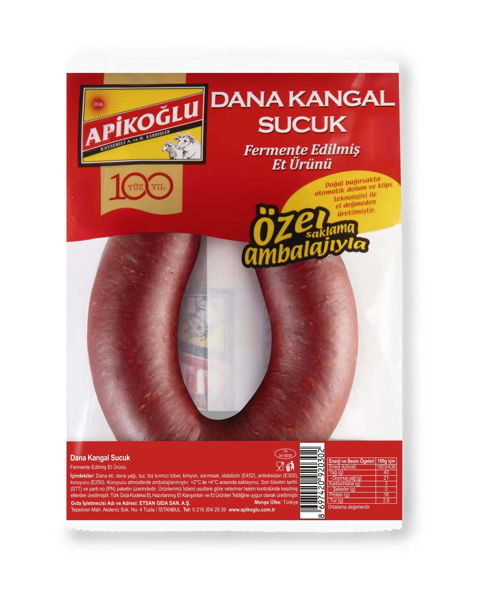 Apikoğlu Dana Kangal Sucuk 280 Gr