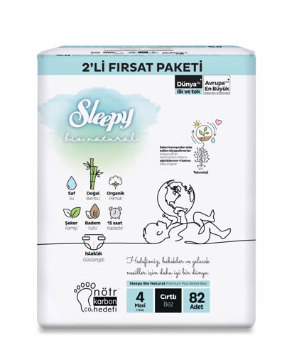 Sleepy Bio Natural 2'li Fırsat Paketi 4 Beden Maxi Bebek Bezi 82 Adet