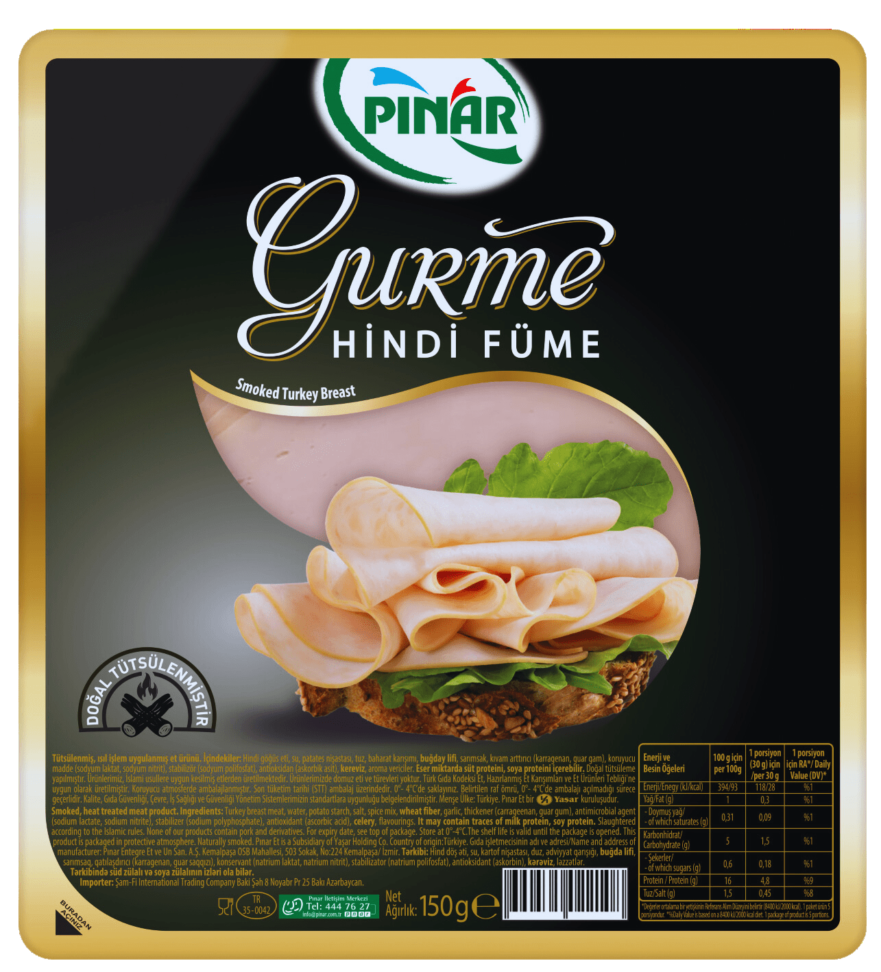 Pınar Gurme Hindi Füme 150Gr