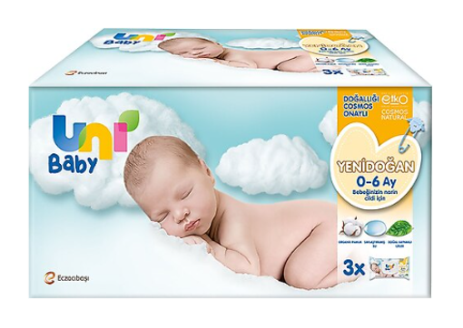 Uni Baby Yenidoğan Islak Pamuk Mendil 3'lü