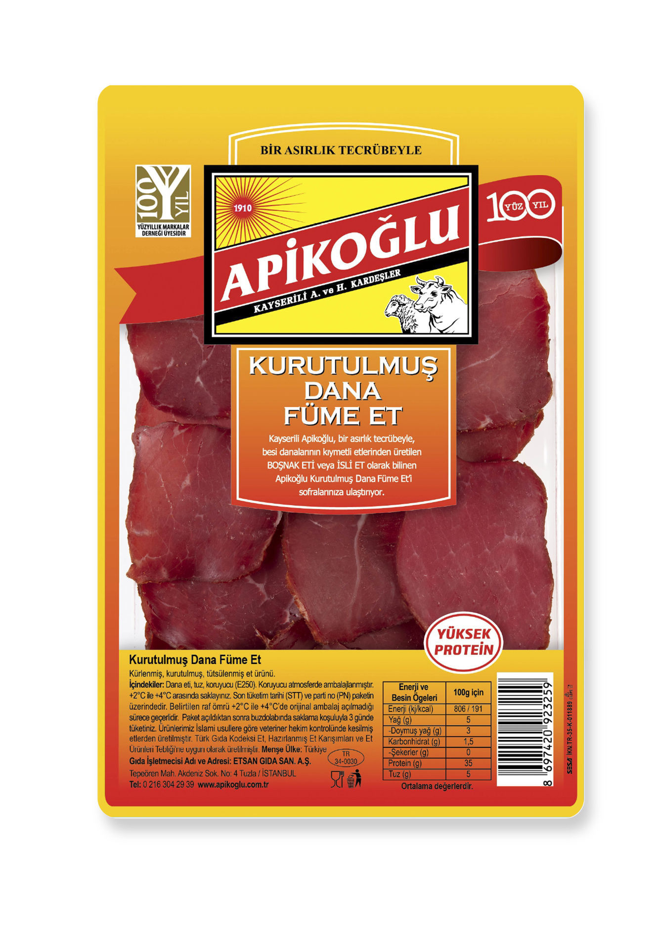 Apikoğlu Kurutulmuş Dana Füme Et 100 GR