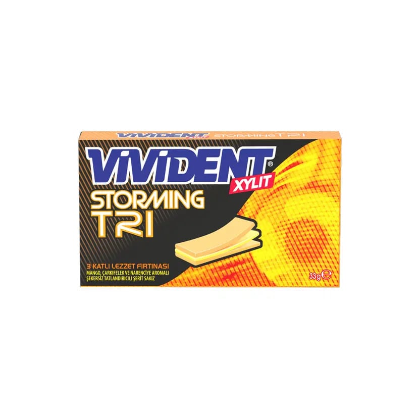 Vivident Storming 3 Katlı Mango, Çarkıfelek Ve Narenciye Aromalı Sakız 33 Gr