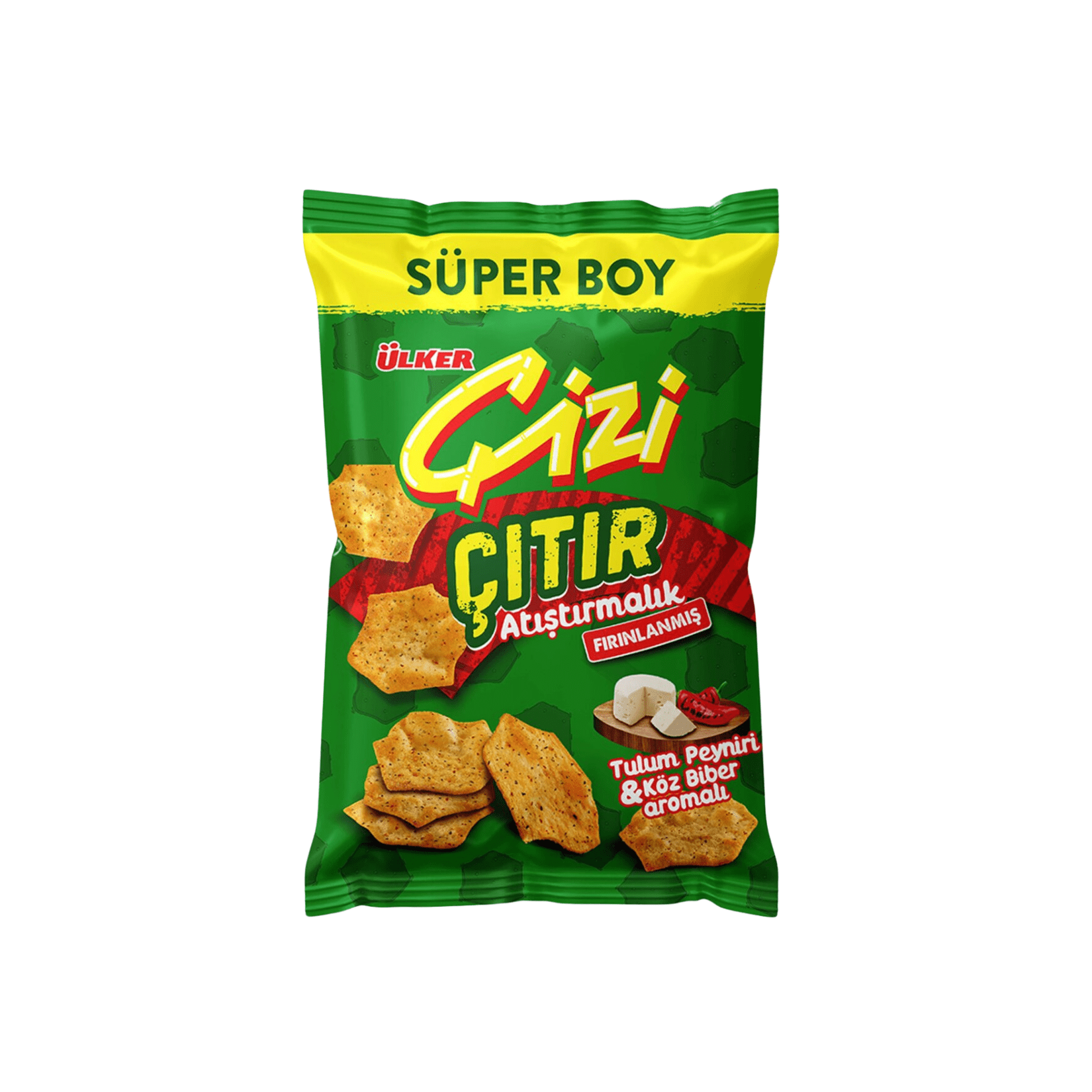 Çizi Çıtır Tulum Peynirli Köz Biberli Süper Boy Atıştırmalık Kraker 120 Gr